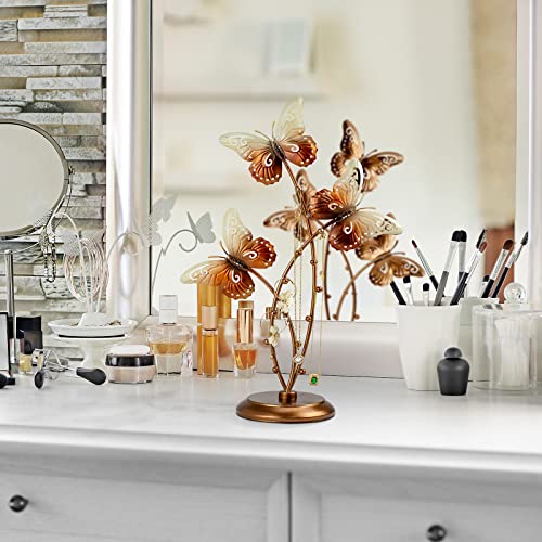 Gold Butterfly Jewelry Organizer Stand Display Earring Organizer Necklace Holder Stand Rack Jewelry Tower Metal Jewelry Stand Wedding Earring, Necklace Ring Jewelry Tree Home Decoration Gift for Woman - style: Butterfly