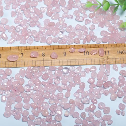 400pcs Natural Chip Stone Beads for Jewelry Making Rose Quartz 5-8mm Irregular Gemstones Healing Crystal Loose Rocks Bead Hole Drilled for Ring Earrings Necklace Bracelet Making DIY Art Crafts - color: Rose Quartz (2 Strands-62")