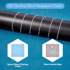 Elecrelive S925 Sterling Silver Chains 3.28 Feet Twisted Silver Singapore Chains 4.5x1mm with Velvet Bag for Men Women Jewelry Chain DIY Making - color: 925 Sterling Silver