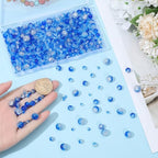 1 Box 450PCS 4/6/8/10MM Blue Crackle Beads with Holes Round Glass Crack Smooth Small Painted Ocean Spacer Loose Bead Bulk for Jewelry Making Necklace Bracelet Earrings DIY Craft Supply - color: Blue