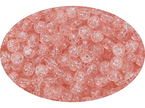 1050pcs Peach Crackle Glass Beads Handcrafted Round Lampwork Smooth Loose Beads for Bracelet & DIY Jewelry Making 6mm - color: peach#10, size: 6mm
