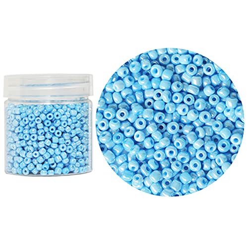 Bala&Fillic Opaque Light Blue Pearl Color 4mm Glass Seed Beads About 1400pcs/110g in Box 6/0 Glass Craft Seed Beads for Jewelry Making (Light Blue Pearl) - color: Light Blue Pearl, size: 4mm