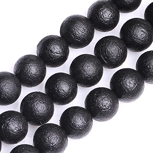 GEM-Inside Black Frost Spacer Agate Gemstone Loose Beads Natural Energy Power Beads for Jewelry Making 14mm Round 15 Inches - color: Black Agate, size: 14mm