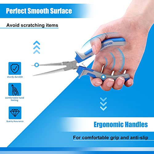 SPEEDWOX 6 Inches Needle Nose Pliers Mini Extra Long Nose Precision Nippers Thin Flat Jaws Micro Functional Precision Wire Looping Fine Pliers with Spring Craft Small Jewelry Making Tools - style: 6" Needle Nose Plier