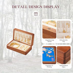 Travel Jewelry Case Small Wood Jewelry Organizer Jewelry Box for Women (Nut-Brown Print F) - color: Nut-Brown Print F