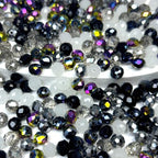 390pcs Glass Beads for Bracelets Making, 8mm Black Series Faceted Crystal Loose Bulk Beads for Earring Necklace Jewelry Crafts DIY Suncatchers - color: Black