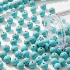 8mm Blue Turquoise Beads 190pcs Natural Stone Bead Gemstone Round Loose Beads for DIY Crafts Bracelet Necklace Earrings Jewelry Making(Blue) - color: blue