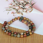 ICAI Beads（Picasso） Natural Stone Gemstone Round Loose Beads Crystal Energy Stone Healing Power for Jewelry Making DIY,1 Strand 46-48pcs（8mm） - color: Picasso, size: 8mm