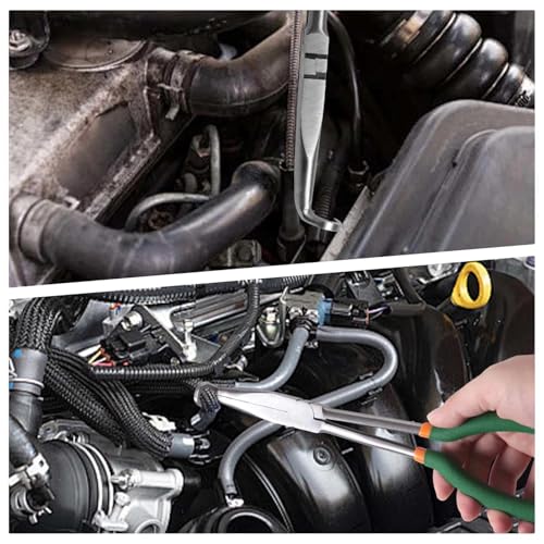 SPEEDWOX Long Reach Hose Grip Pliers 90 Degree Circle Plier Serrated Jaws Ring Nose Spark Plug Removal Tool for Hard to Reach Narrow Spaces High Leverage Reduce Efforts Non-slip Handle - style: 90° Hose Grip Pliers