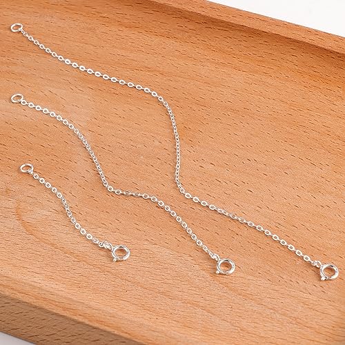 3 Pcs 925 Sterling Silver Necklace Extenders for Women Durable Strong Removable Necklace Bracelet Anklet Extension Jewelry Making Chains - color: 2 4 6 Inch, Silver