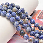 NCB 100pcs Natural Stone Beads 6mm Round Genuine Real Stone Beading Loose Gemstone DIY Charm Beads for Bracelet Necklace Earrings Jewelry Making (Blue Spot Jasper, 6mm 100Beads) - color: Blue Spot Jasper, size: 6mm 100Beads