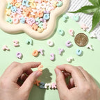 1 Box 104Pcs 26 Styles Cute Letter Beads Colors Alphabet Shaped Beads Bulk Acrylic Random Color A to Z Cartoon Letter Spacers for Jewelry Making Findings DIY Crafts Gifts Bracelet Earrings - style: Style 2