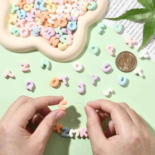 1 Box 104Pcs 26 Styles Cute Letter Beads Colors Alphabet Shaped Beads Bulk Acrylic Random Color A to Z Cartoon Letter Spacers for Jewelry Making Findings DIY Crafts Gifts Bracelet Earrings - style: Style 2