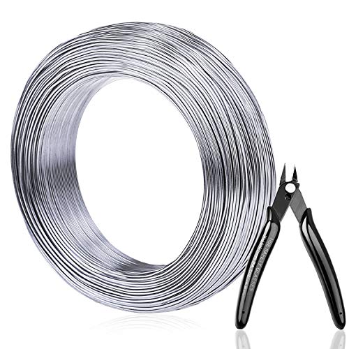 Aluminum Wire, Anezus 18 Gauge 328 FT Metal Wire Bendable Sculpting Aluminum Line 1mm for Crafts Jewelry Making Beading Floral (Silver)