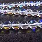 60PCS 6mm White Angel Aura Round Gemstones Polished Mermaid Aura Moonstone Beads Smooth Stone Loose Beads Crystal Quartz for DIY Jewelry Making 1 Strand 15” - color: White, size: 6mm