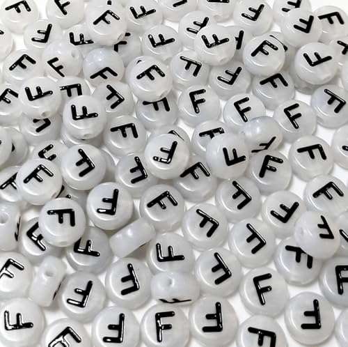 200PCS Letter Beads Glow in The Dark 4x7mm Acrylic Alphabet Letter F Beads for Jewelry Making Bracelet - color: F-200PCS