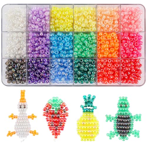 2600+pcs Pony Beads Kit Transparent AB Color Rainbow Plastic Bead Multicolor Pony Beads Bulk Elastic String, Hair Bead for Braids DIY Crafts Jewelry Making Kit for Bracelets Necklaces - color: Transparent AB Beads