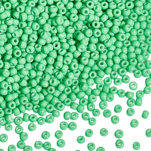 PH PandaHall 6000 Pcs 11/0 Glass Seed Beads Opaque Green 2mm Seed Beads Round Waist Bead Mini Loose Spacer Bead for Bracelets Necklaces Jewelry Making St. Patrick's Day Decoration - color: Green-6000 Pcs