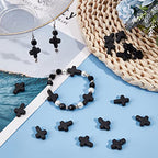 SUNNYCLUE 1 Box 40Pcs Black Cross Beads Easter Turquoise Cross Beads Bulk Mini Stone Gemstone Small Spacers for Jewelry Making Charms Rosary Beading Kit Bracelet Necklace Supplies Craft - color: 40pcs 15x20mm Black Cross Beads