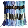 12 Skeins 105 Yards Blue Embroidery Thread Variegated Cross Stitch Floss Bulk 6 Ply Polyester Yarn Colorful Friendship Bracelet String for Sewing Making Needlecraft Knitting Stitching DIY - color: Dark Blue