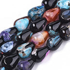 Craftdady 25pcs Teardrop Natural Fire Agate Stone Beads Polished Gemstone Loose Beads Healing Chakra Energy Crystal Beads 14x10mm for Bracelet Necklace Earring Jewelry Making - color: Crackle Agate