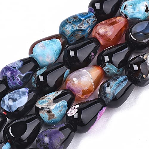 Craftdady 25pcs Teardrop Natural Fire Agate Stone Beads Polished Gemstone Loose Beads Healing Chakra Energy Crystal Beads 14x10mm for Bracelet Necklace Earring Jewelry Making - color: Crackle Agate