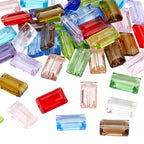 PH PandaHall 52pcs 13 Colors Faceted Glass Beads - Flat Rectangle Crystal Spacer Beads for DIY Jewelry Making, 14x8 mm