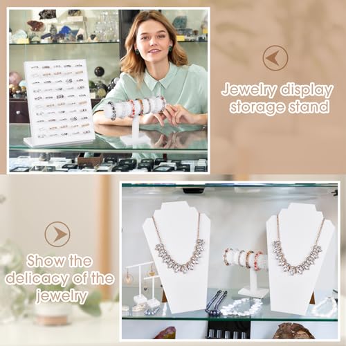 Henoyso 22 Pcs Velvet Jewelry Display Set Jewelry Display for Selling Necklace Stand Bracelet Holder T Shape Earring Stand - color: White