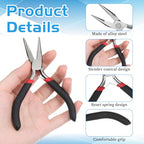 Mini Needle Nose Pliers Set, 2Pcs Needle Nosepliers for Jewelry Making, Black Jewelry Chain Nose Plier, Small Craft Plier with Smooth Jaw and Comfort Grip Handle for Wire Bending Object Graspin - color: Black
