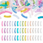 Spritewelry 160 pcs Acrylic Curved Tube Beads for Bracelets Making Chunky Bangle Bamboo Tube Beads Transparent Long Noodle Curved Beads for Jewelry Making Friendship DIY Crafts - color: Clear