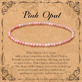 BONNY BOXX Natural Genuine Gemstone Faceted Round Beads Bracelets, 3mm Adjustable Stretchy Tiny Faceted Black Tourmaline Bracelet, Healing Crystal Reiki Chakra Dainty Jewelry Fashion Gifts - color: Pink Opal