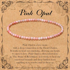 BONNY BOXX Natural Genuine Gemstone Faceted Round Beads Bracelets, 3mm Adjustable Stretchy Tiny Faceted Black Tourmaline Bracelet, Healing Crystal Reiki Chakra Dainty Jewelry Fashion Gifts - color: Pink Opal