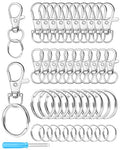 FIVEIZERO 60PCS Silver Swivel Snap Hooks and Key Rings Kit, 30PCS Keychain Clip Hooks, Lobster Clasps, 30PCS Key Chain Rings, KeyRings for Crafts, Jewelry Making and DIY - color: plain