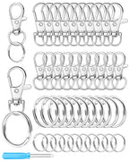 FIVEIZERO 60PCS Silver Swivel Snap Hooks and Key Rings Kit, 30PCS Keychain Clip Hooks, Lobster Clasps, 30PCS Key Chain Rings, KeyRings for Crafts, Jewelry Making and DIY - color: plain