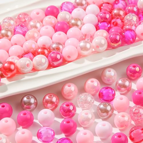 12mm Acrylic Beads 300pcs Pink Focal Spacer Bead Chunk Bubblegum Beads for DIY Crafting Necklace Bracelet Jewelry Making Keychain (Pink) - color: pink