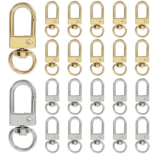 20Pcs Metal Lobster Claw Clasps, Swivel Lanyards Snap Hooks for Jewelry Making, Keychain,Bag Connector(Gold&Silver) - color: gold & silver