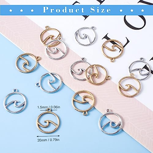 Joez Wonderful 60Pcs Ocean Charms for Jewelry Making, Gold Silver Jewel Charm Metal Beach Charm Pendants, Hypoallergenic Round Ring Hoops for DIY Beads Bracelet Earring Necklace Jewelry Making