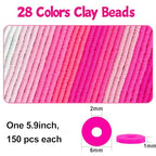JMUQ 28 Strands Pink Clay Beads Bracelet Making Kit, Friendship Preppy Flat Polymer Clay Heishi Beads for Bracelets Jewelry Making Kit, DIY Arts and Crafts Gifts - color: Pink Series