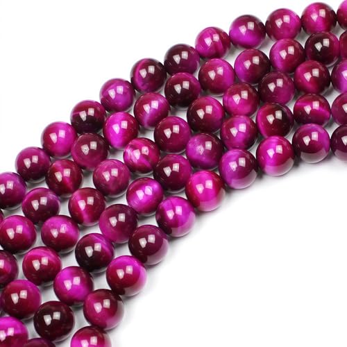 MJDCB Stone Beads 8mm 43pcs Round Rose Red Tiger's Eye Loose Gemstone Bead Charms for Jewelry Making Bracelet Necklace Earring Pendant - color: Rose Red Tiger's Eye, size: 8mm