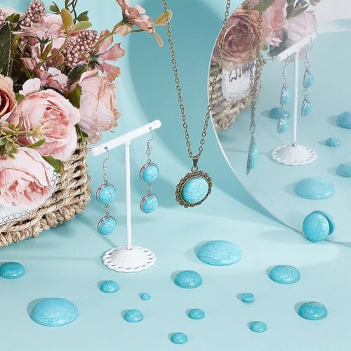 PH PandaHall 7 Sizes Synthetic Turquoise Cabochons, 84pcs Flat Round Gemstone Tiles Blue Turquoise Cabochons Beads for Bracelet Necklace Earring Cameo Carfts Jewelry Making, 6/8/10/12/18/20/30mm - size: 6/8/10/12/18/20/30mm