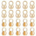 BENECREAT 20Pcs Real 14K Gold Plated Crimp Ends, Round Brass Bead Tips Calotte Ends, Clamshell Knot Cover for Jewelry Making DIY Findings Crafts, Hole: 2mm