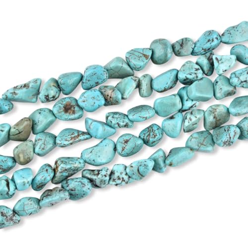 15 Inch 10-12mm Turquoise Gemstone Free Form Tumbled Pebble Semi Precious Irregular Strand Drilled Stone Spacer Beads for Jewelry Making - color: Turquoise 10-12mm