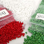 3 Bags Red, White & Green Opaque 8/0 Small 3mm Assorted Mix Christmas Color Glass Seed Beads, G-37.