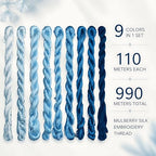 Natural 100% Silk Thread, Handmade Embroidery Thread Silk Floss 9 Colors 110m Each (64) - color: 64