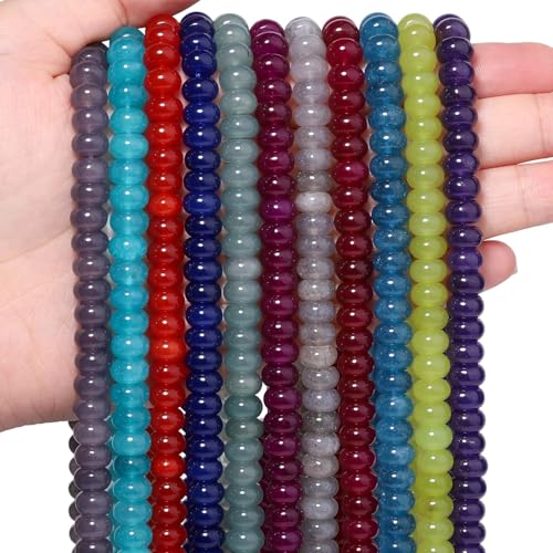 Songxi 5x8mm Natural Deep Purple Chalcedony Stone Rondelle Beads, 75PCS Spacer Round Loose Abacus Beads for Jewelry Making, Gemstone for Bracelet Necklace Earrings, Arts and Crafts - color: Deep Purple Chalcedony