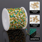 UMAOKANG 16.4 Feet Mixed Green Enamel Jewelry Making Chain Gold Plated Stainless Steel Chains Bulk on Spool - color: Gold-Green Colorful