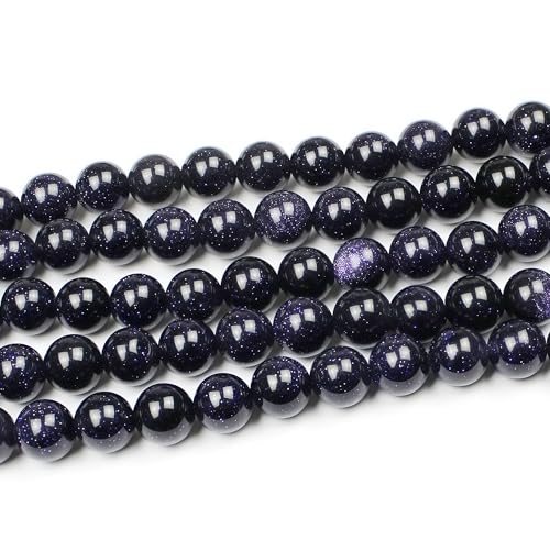 MJDCB Natural Stone Beads Blue Sand Stone Round Loose Beads for Jewelry Making DIY Bracelet Necklace (10mm) - color: Blue Sand Stone, size: 10mm