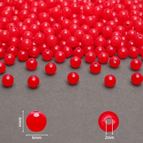 BONNY BOXX 1000PCs 6MM Jelly Red Acrylic Round Beads, Smooth Transparent Acrylic Balls, Plastic Resin Gumball Bubblegum Chunky Beads for Necklace & Bracelet Making, Crafting Supplies - color: Jelly Red, size: 6MM