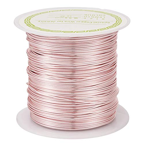 Pandahall 60 Feet Tarnish Resistant Copper Wire 22 Gauge Jewelry Beading Craft Wire for Jewelry Making (Rose Gold)