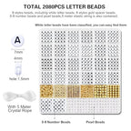 2080 Pcs White Round Letter Beads with Gold Spacers for Bracelets & Keychains, Alphabet Beads Kit with Accessories DIY Crafts for Women & Girls - color: A2#White Gold